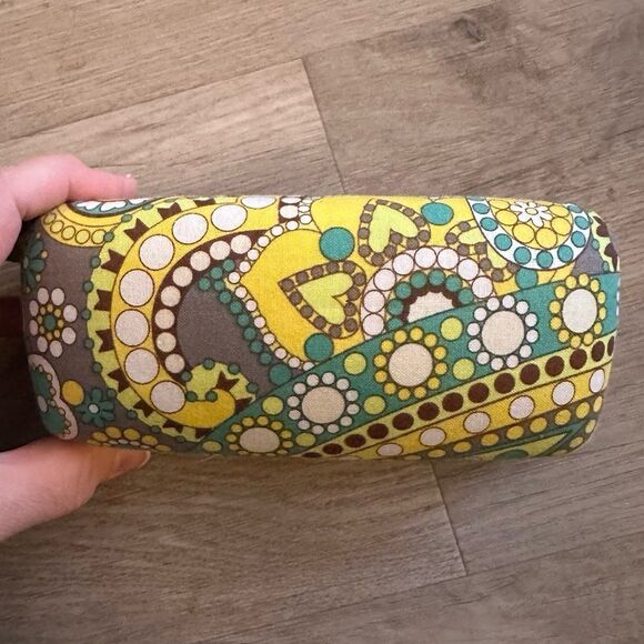 Vera Bradley Lemon Parfait Pattern Hard Rectangular Eye Glasses Case Clam Shell - Picture 3 of 10